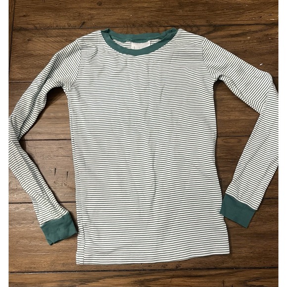LAKE Pajama Top Green Stripe 100% Pima Cotton Sleepwear Sz 10 Boys Cozy Comfort - Picture 1 of 5